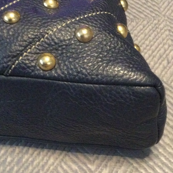 Guia’s large blue leather satchel for women - Picture 4 of 9